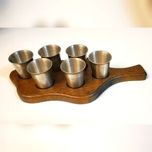 Vtg. 6 Pewter Shot Glasses